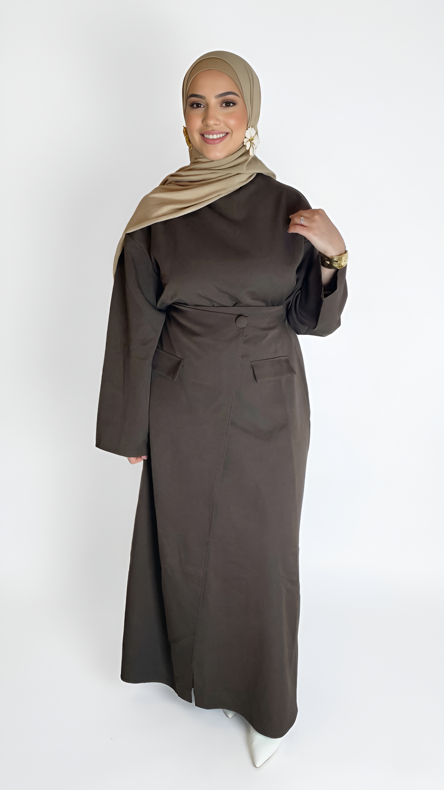 ensemble jupe portefeuille marron