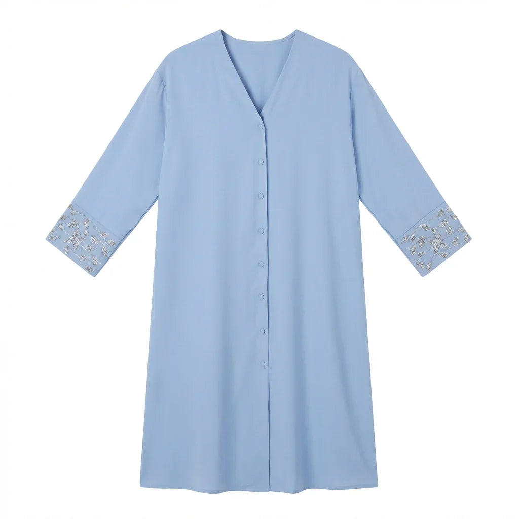 Abaya Bleu avec motifs