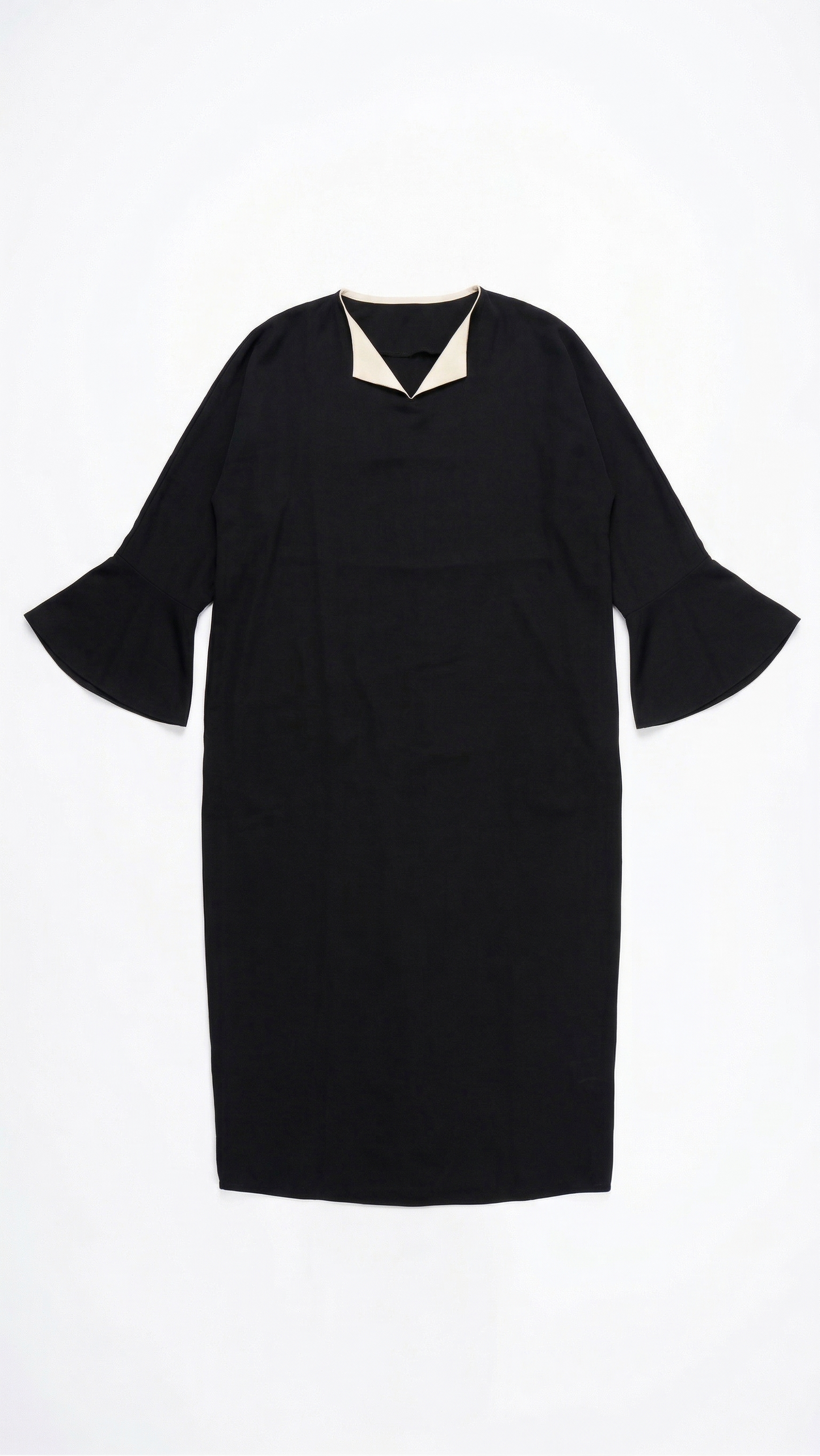 Abaya Bicolore manches revers Noire Jaune