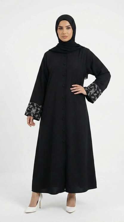 Abaya Noire avec Motifs