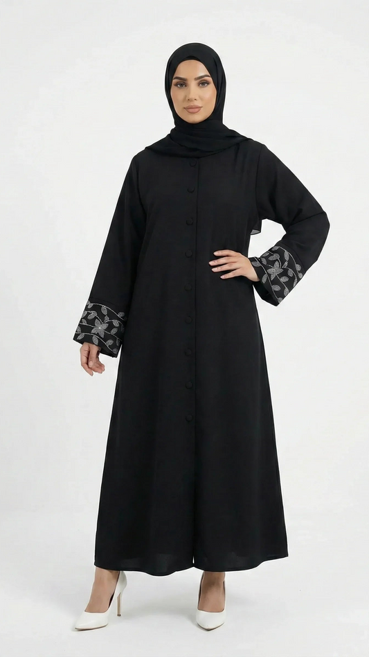 Abaya Noire avec Motifs