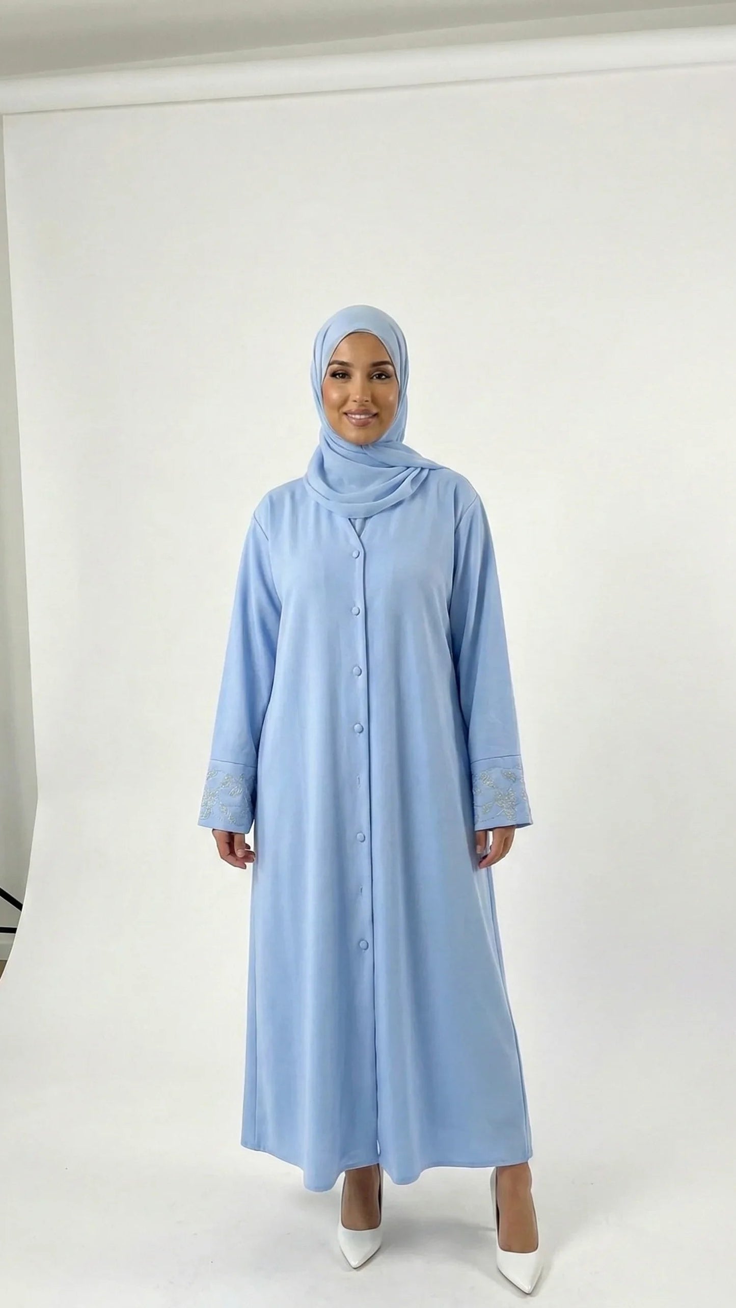 Abaya Bleu avec motifs
