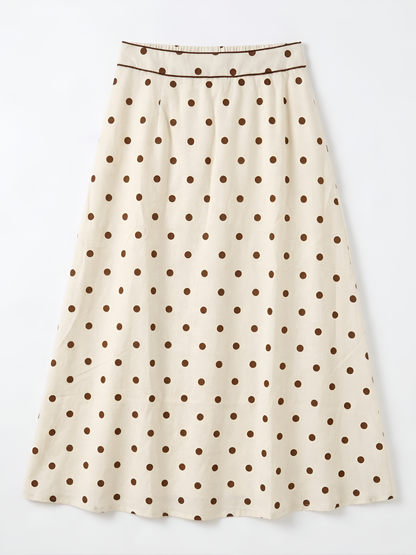 Jupe Blanche à pois marrons