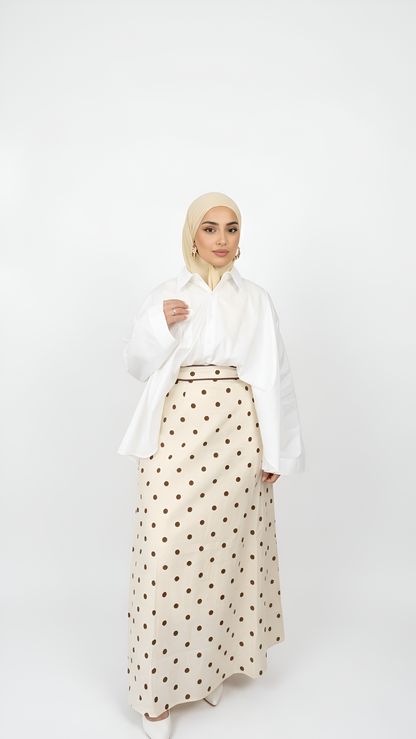 Jupe Blanche à pois marrons