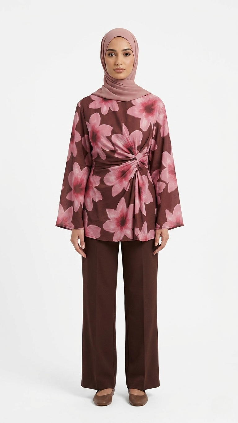 Haut Imprimé Floral Noué