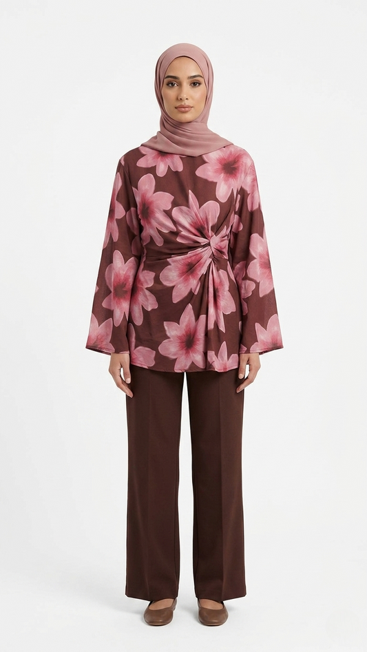 Haut Imprimé Floral Noué