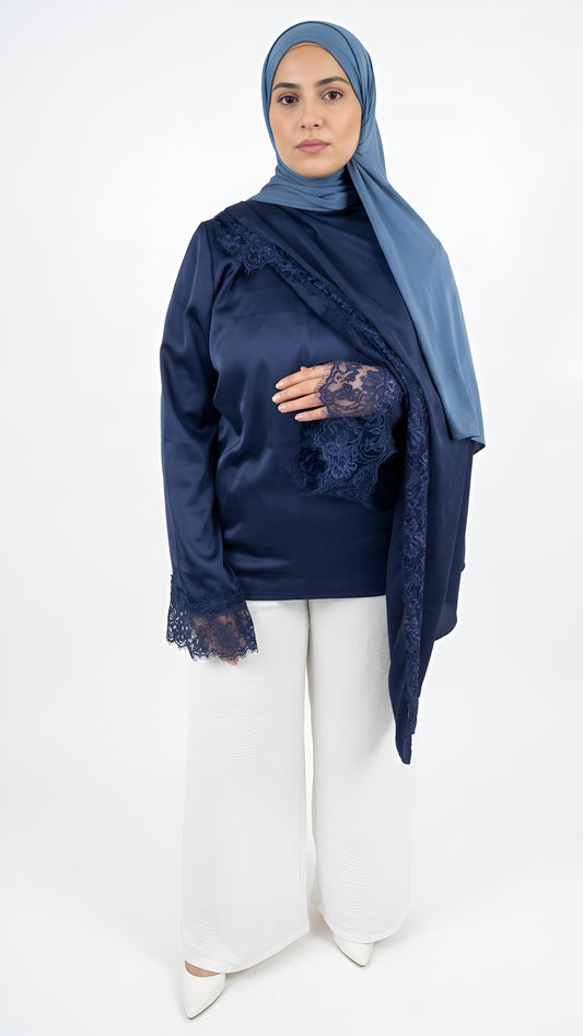 Tunique drapée Bleu marine modest fashion printemps