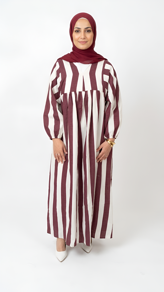 Robe à rayures Bordeaux