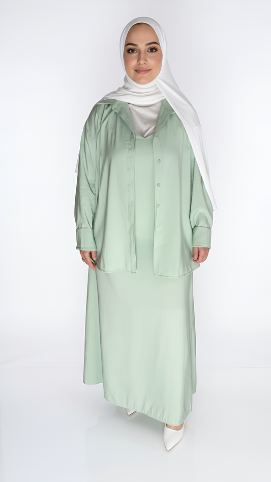 Ensemble Robe Chemise Vert modest fashion printemps été