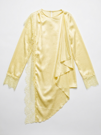 Tunique drapée Jaune avec motifs