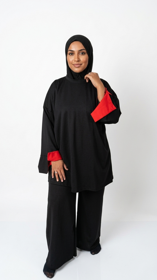 Ensemble Burkini Noir/Rouge