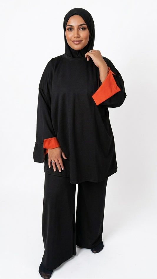 Ensemble Burkini Noir/Orange