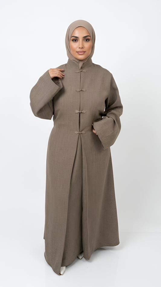 Robe Leyna Taupe robe longue modeste été