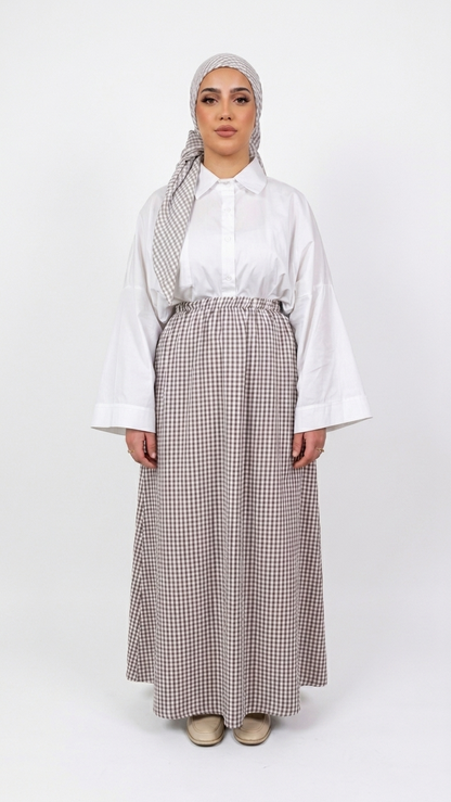 Conjunto de falda larga y pañuelo vichy