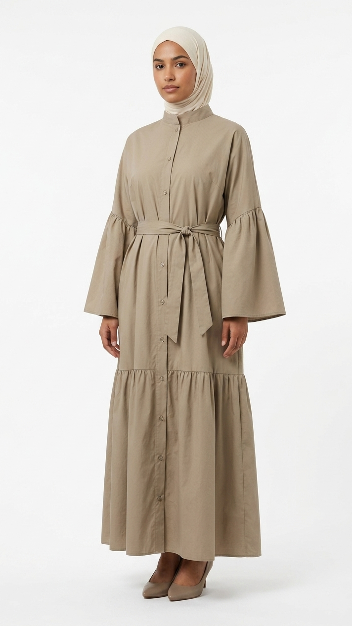 Robe Longue Boutonnée Ceinturée