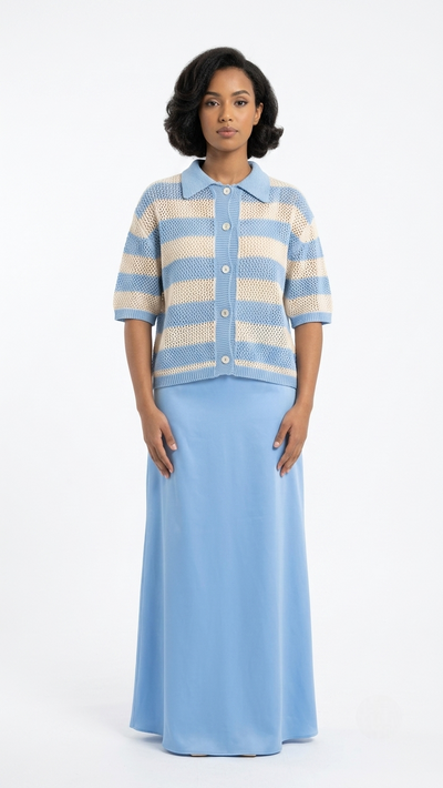 Haut Tricot Rayé Col Polo