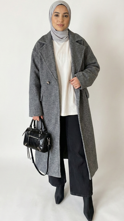 manteau long gris