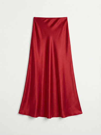 Falda Satinada Roja
