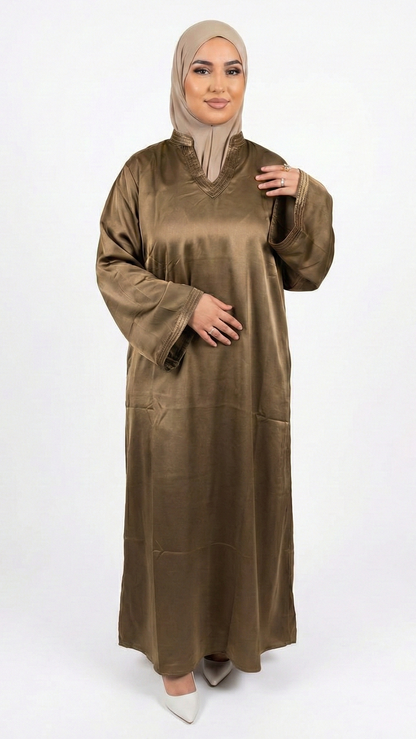 Abaya satinée vert kaki