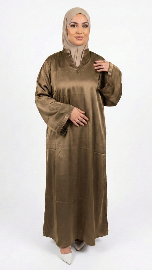 Abaya satinée vert kaki