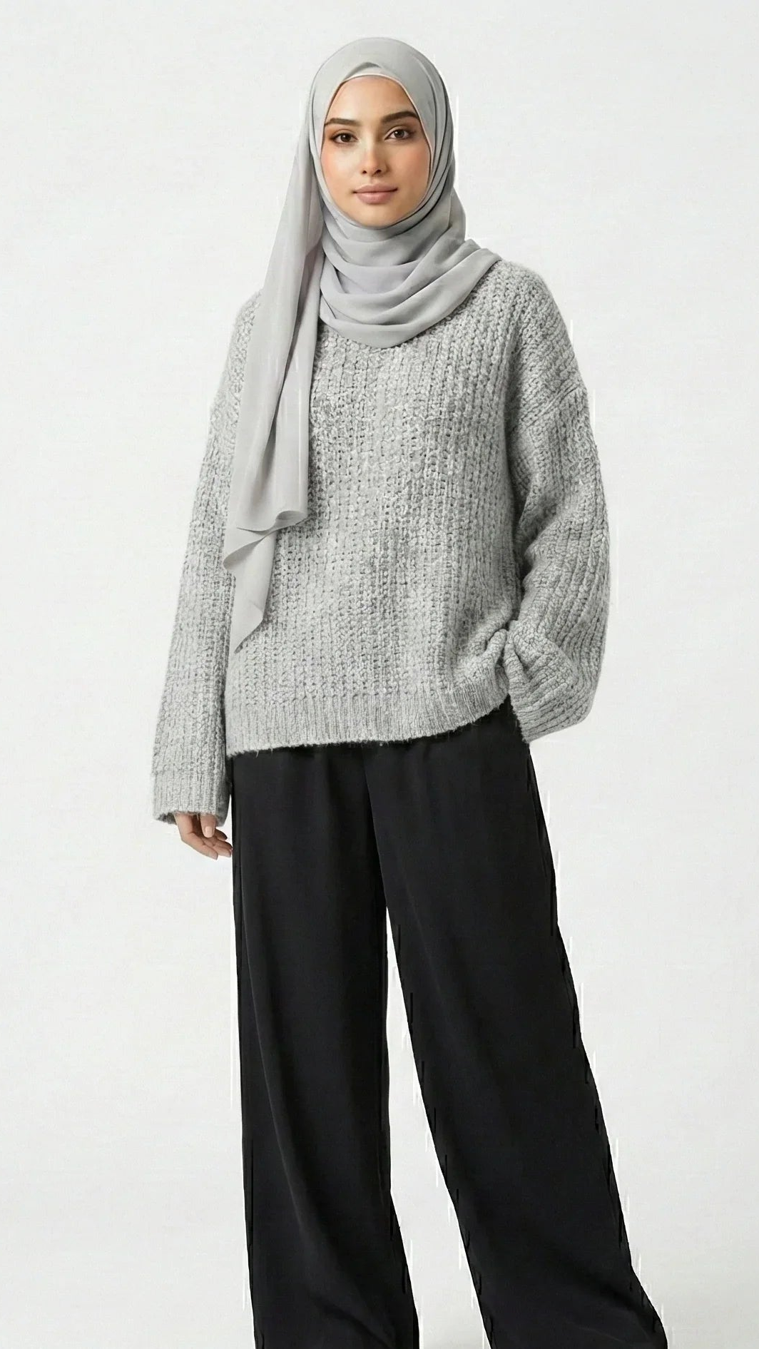 Pull oversize gris
