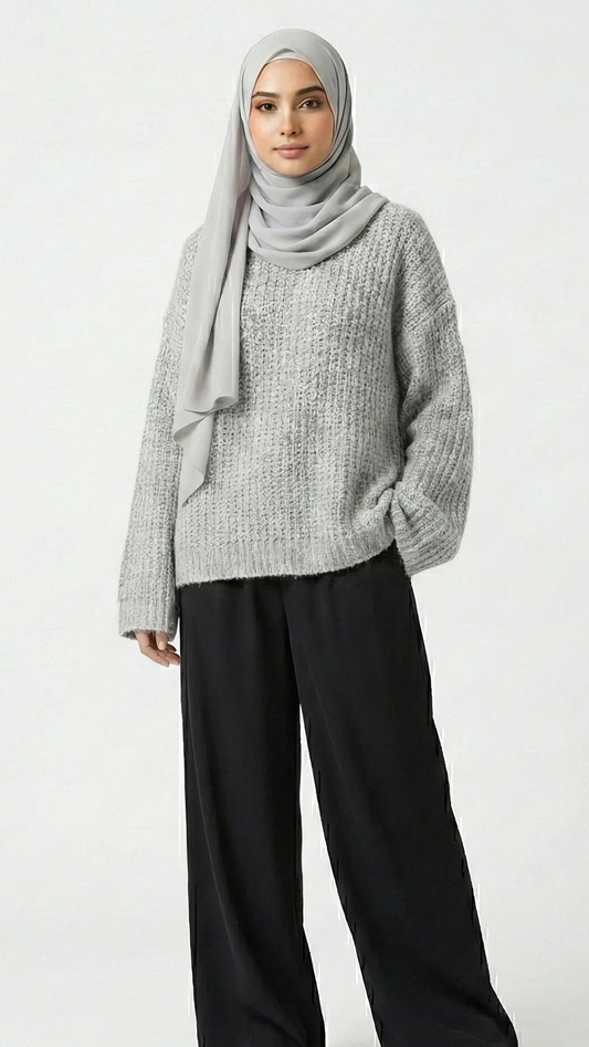 Pull oversize gris