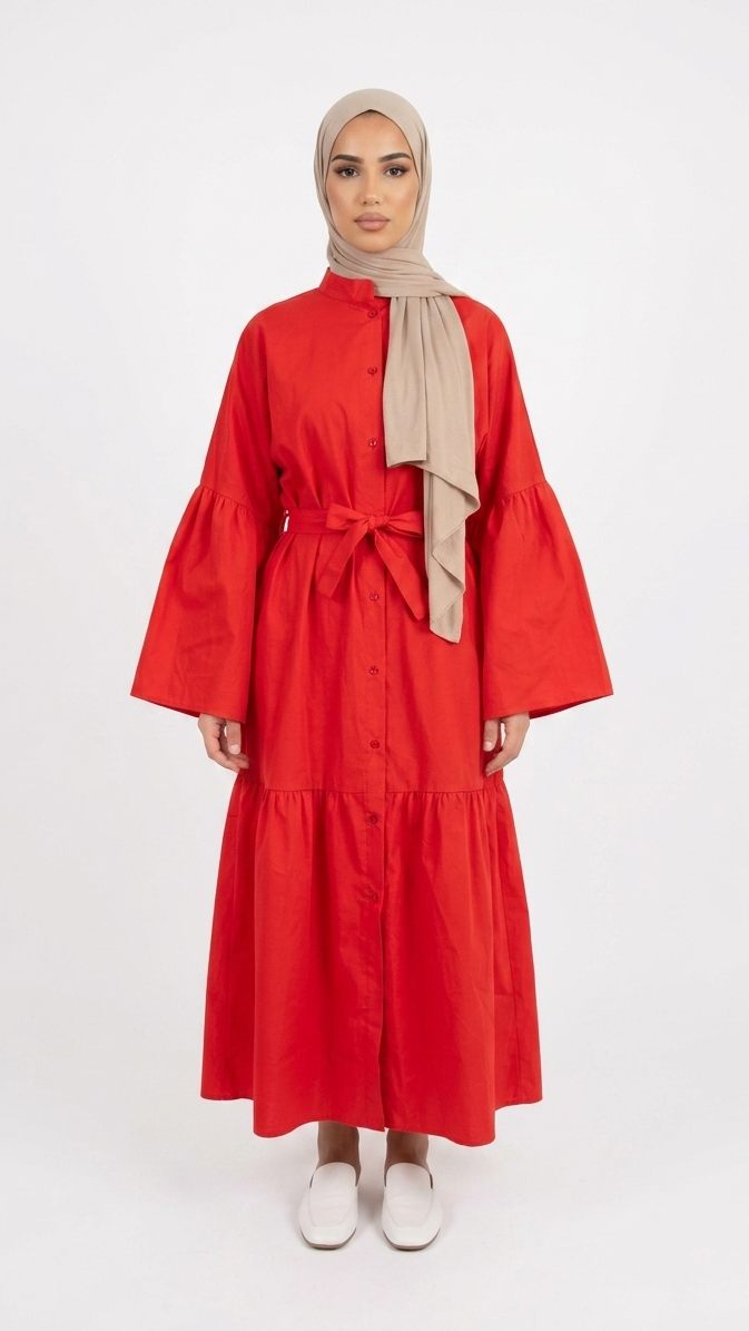 Robe Longue Boutonnée Ceinturée