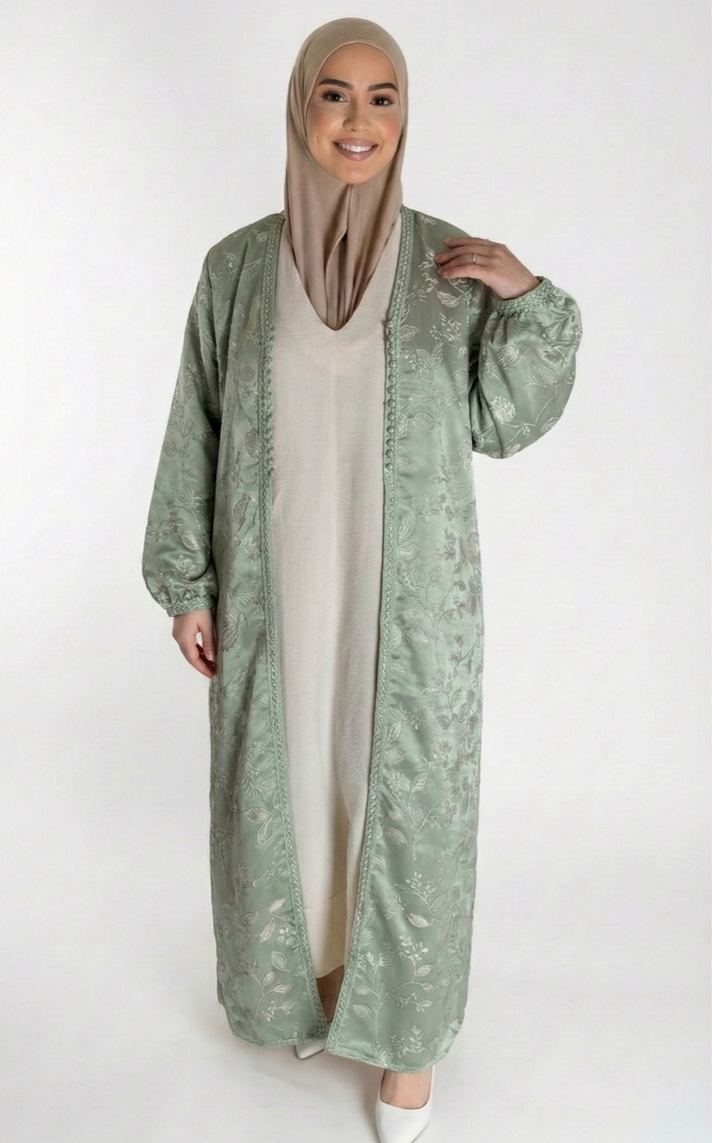 kimono vert avec motifs