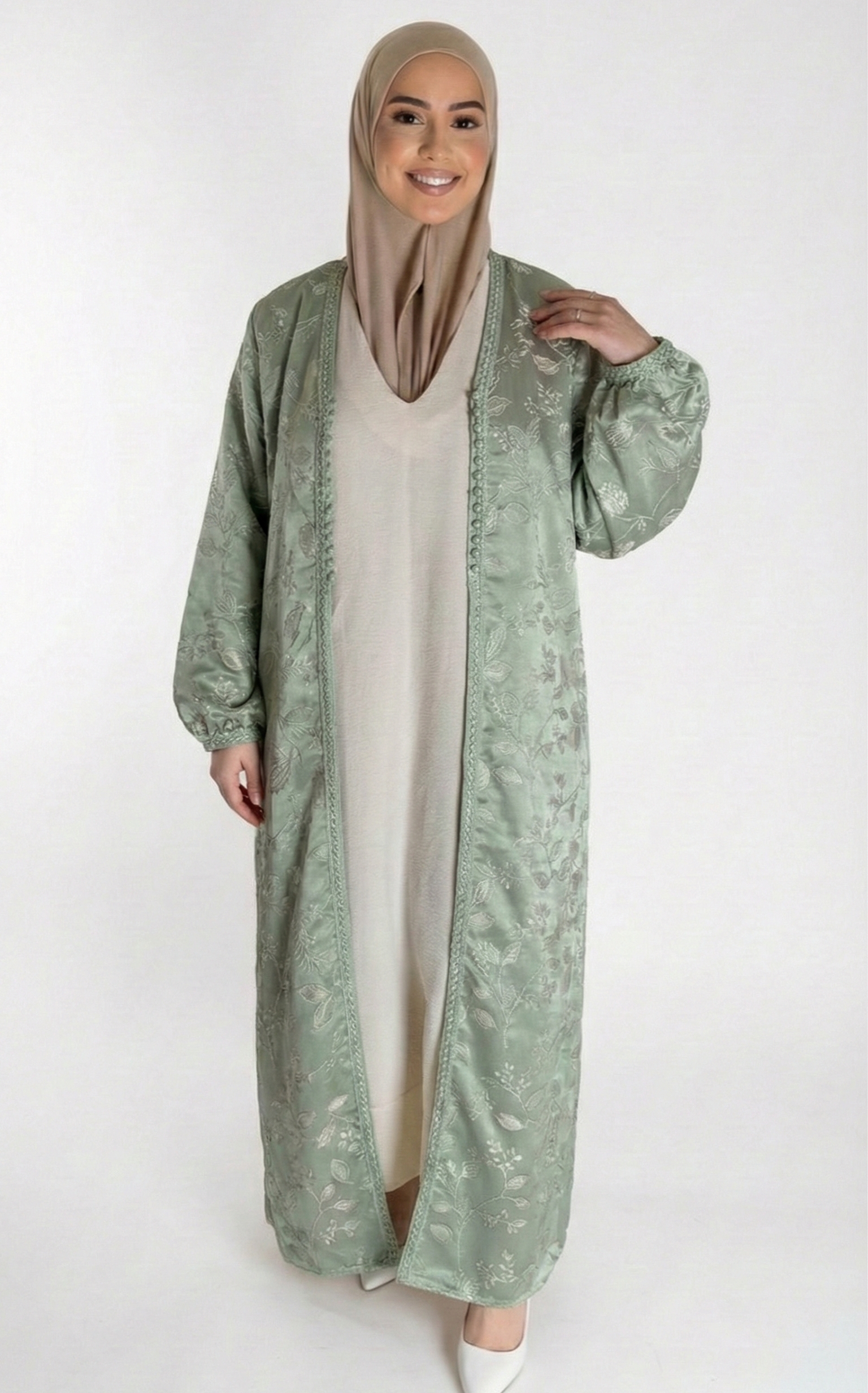 kimono vert avec motifs