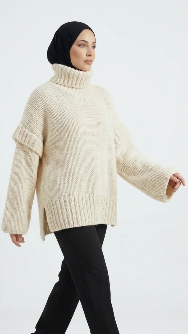 Pull Col Roulé Grosse Maille