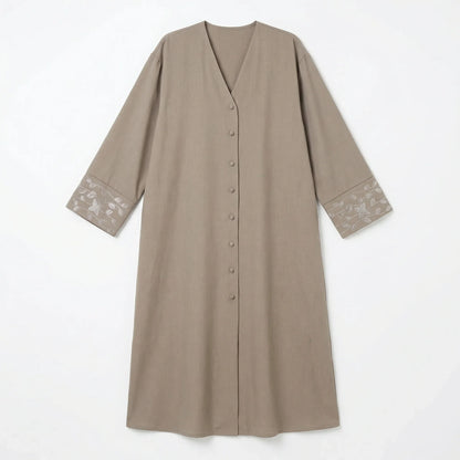 Abaya Taupe avec motifs