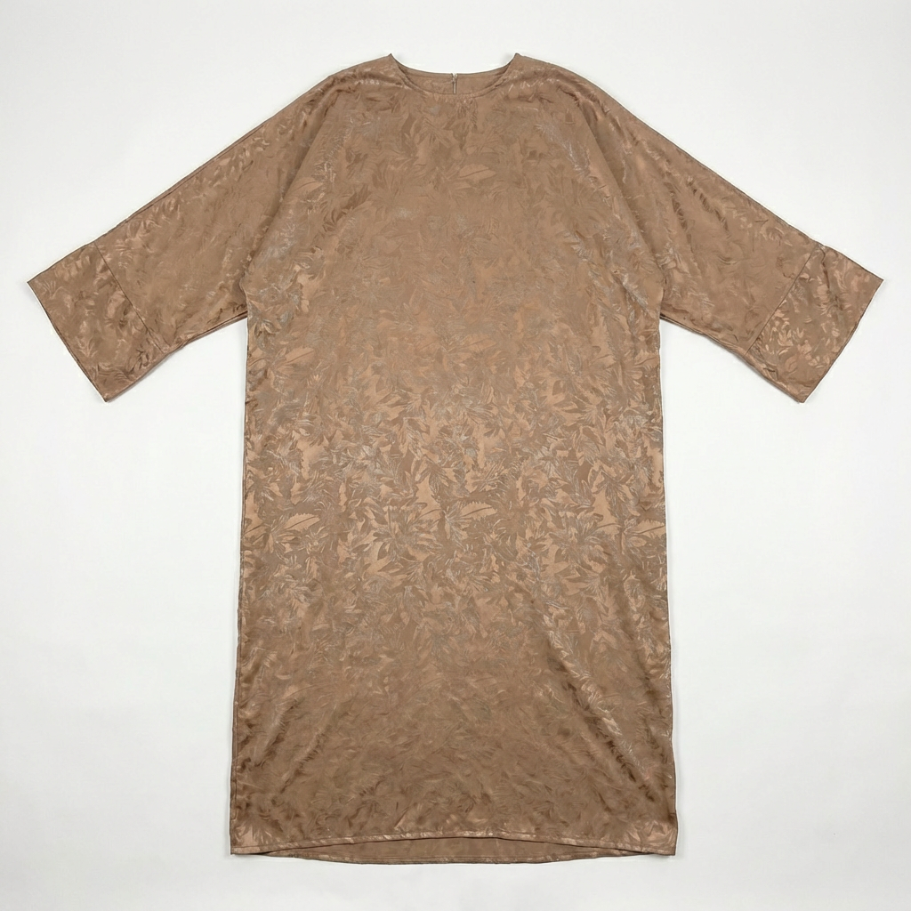 Abaya à motifs satinés Marron