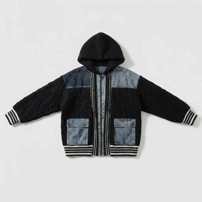 Oversized gebreide en spijkerjas