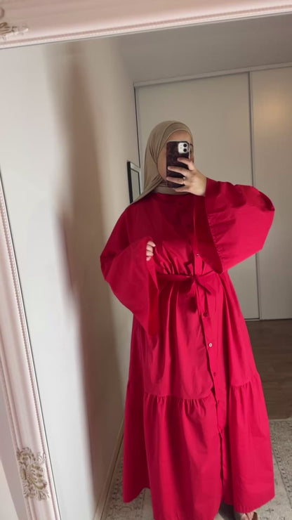 Robe Longue Boutonnée Ceinturée