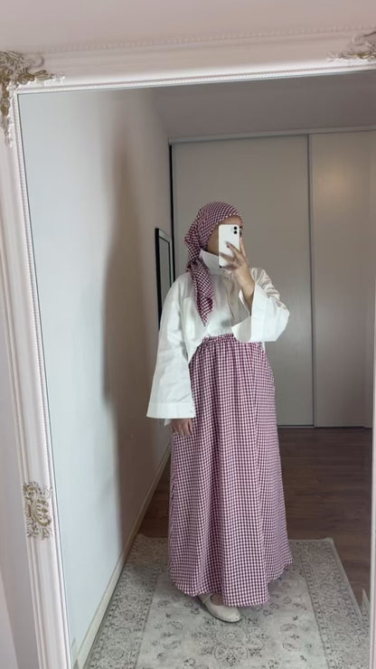 Conjunto de falda larga y pañuelo vichy