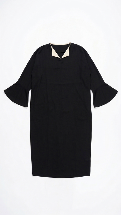 Abaya Bicolore manches revers Noire Jaune