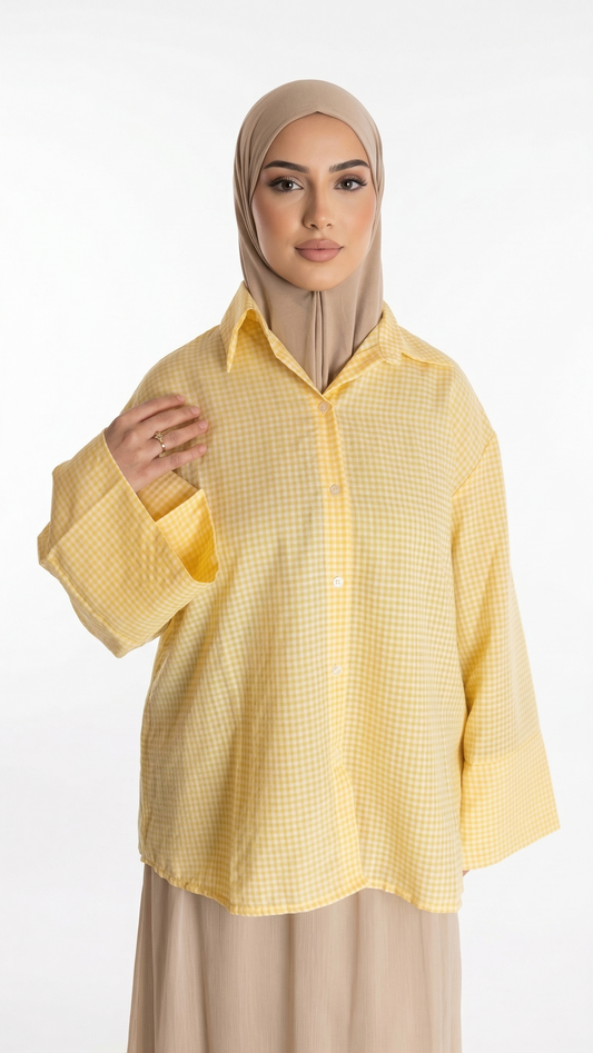 chemise  à carreau jaune oversize